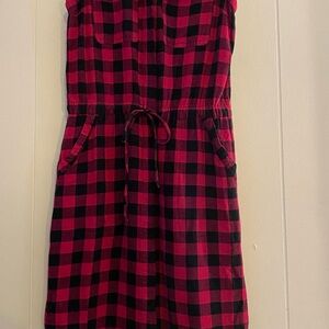Banana Republic Fuchsia and Navy Checkered Shirtdress flannel